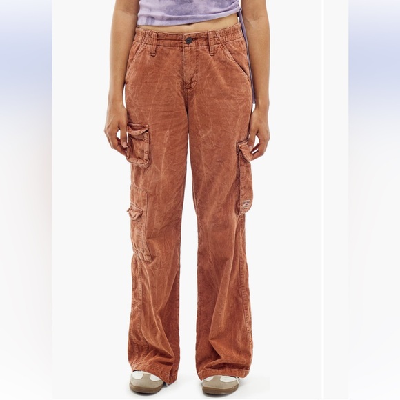 BDG Urban Outtitters Y2K Low Rise Corduroy Cargo PantsL